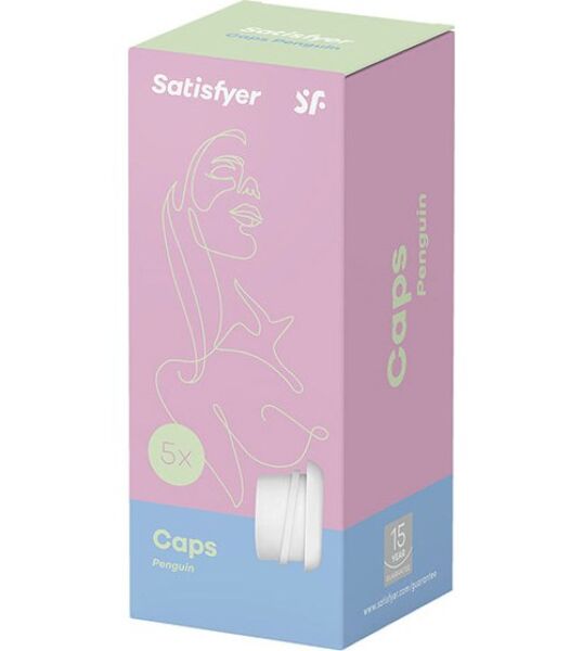 Fem hvide udskiftningshoveder i silikone til Satisfyer Pro Penguin NG
