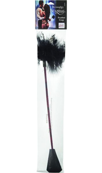 Pisk med fjer CalExotics Scandal Feather Crop i rød og sort
