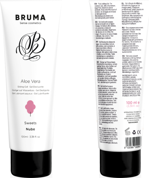Emballage til den vandbaserede glidecreme Bruma Aloe Vera