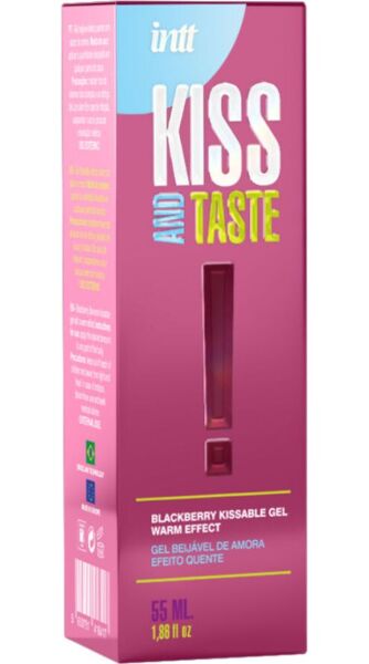 Kyssevenlig Intt Releases-gel med brombærsmag og varmende effekt, 55 ml