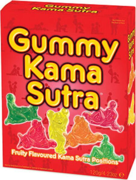 Pose med Gummy Kama Sutra vingummi, 120 g, fra Spencer & Fleetwood, formet som Kamasutra-stillinger