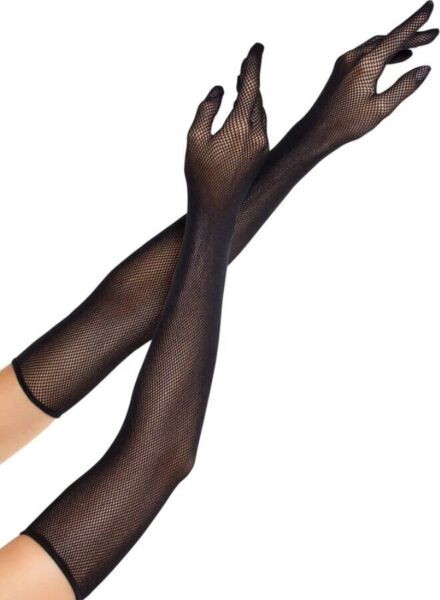 Sorte nethandsker Leg Avenue Opera Length Fishnet Gloves med operalængde