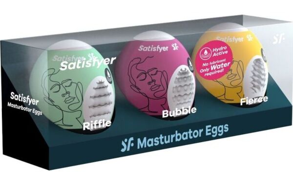 Sæt med tre masturbator æg Satisfyer Eggs Riffle, Bubble & Fierce