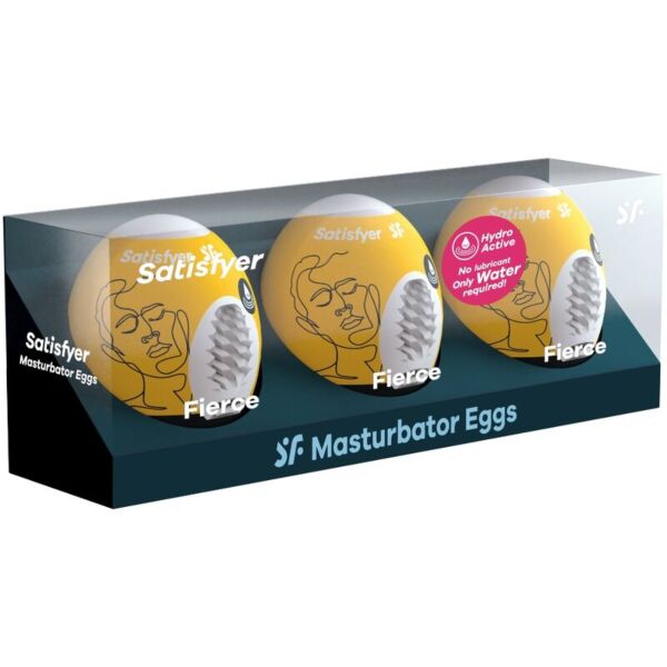 Pakke med 3 gule Satisfyer Eggs Fierce masturbatoræg