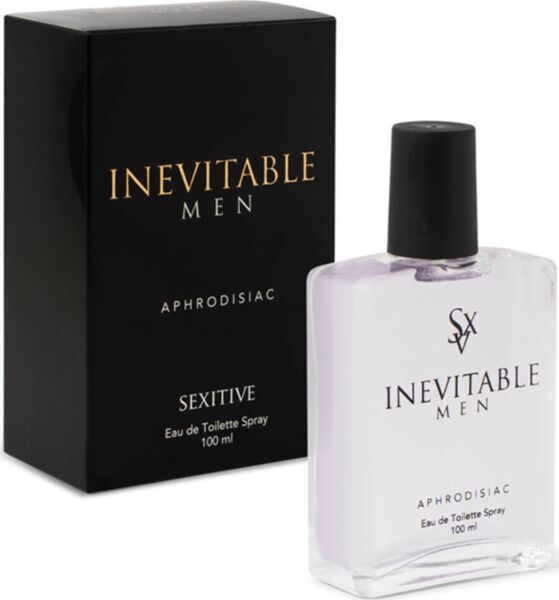 Glasflakon med parfumen SEXITIVE Inevitable Men 100 ml med forstøver