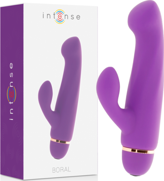 Vibrator med dobbelt stimulation, Intense Fun Boral, med buet spids og klitorisstimulator