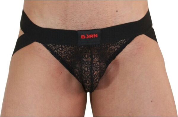Jockstrap Burn 005 med transparente felter og glitrende detaljer