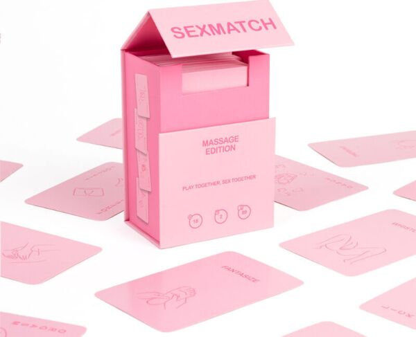 Æske og kort til parspillet Sexmatch Massage Edition fra Secret Play