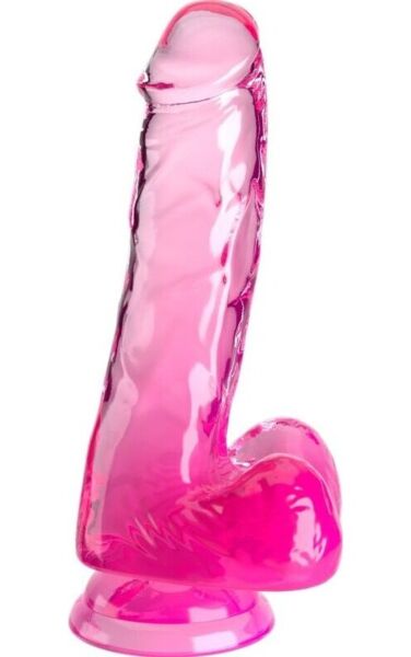 King Cock Clear dildo med testikler, tydelige årer og sugekop