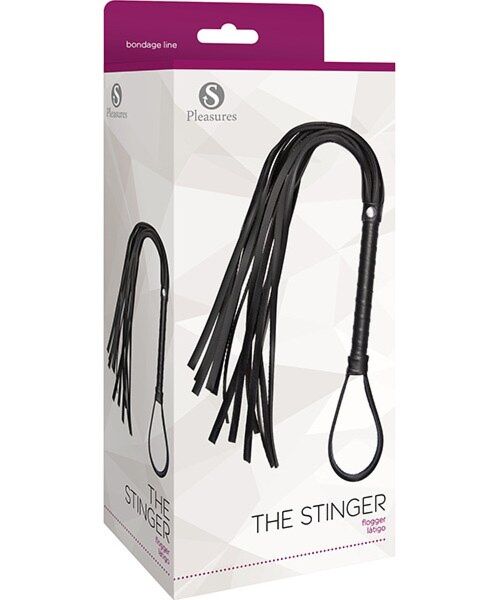 Pisk S Pleasures The Stinger i sort med 13 strimler og håndtag med strop