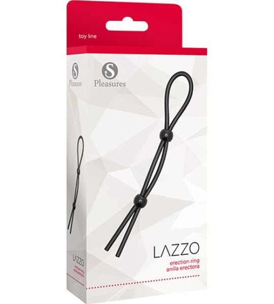 Penisring S Pleasures Lazzo Ring i sort med de to lukkekugler