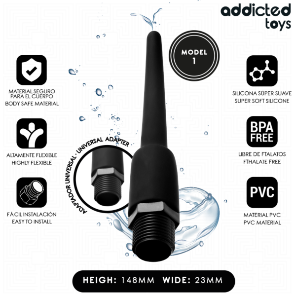 Analdouche Addicted Toys Model 1 med universel adapter til bruseslangen