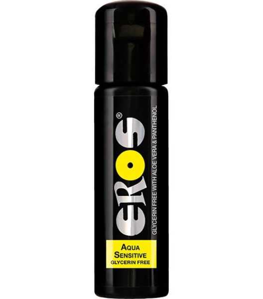 Flaske på 100 ml med glidecremen Eros Aqua Sensitive Glycerin Free