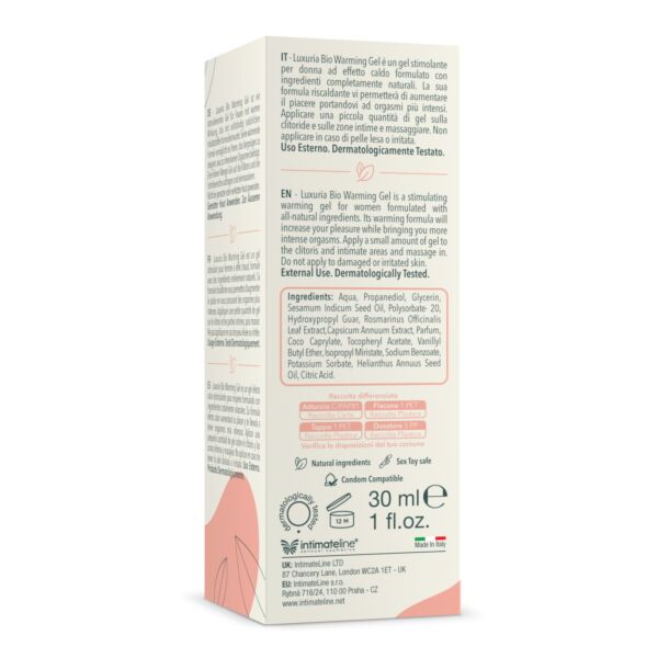 Stimulerende varmende gel Luxuria BIO Warming 30 ml fra Intimateline