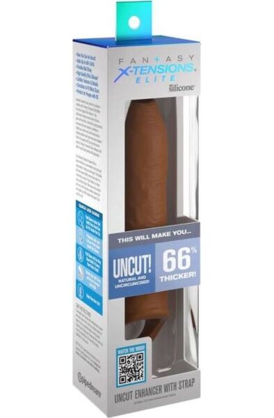 Penishylster Fantasy X-tensions Elite Uncut med rem, i silikone