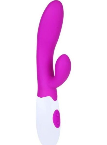 Rabbitvibrator Pretty Love Flirtation Alvis i lilla og hvid med indføringsdel og klitorisstimulator
