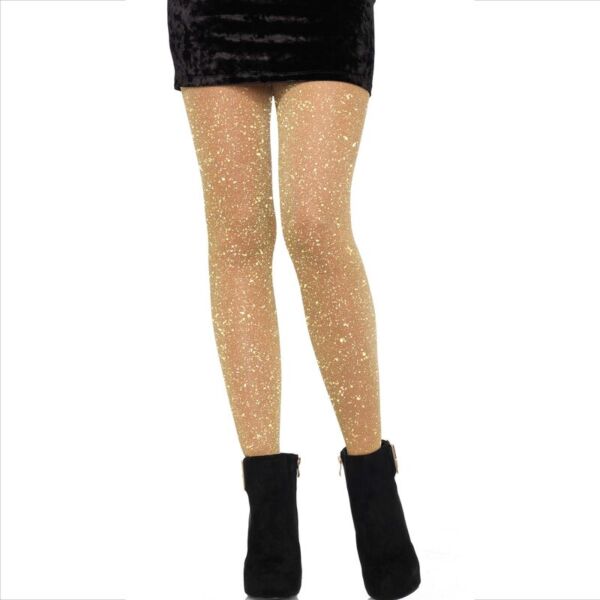 Gennemsigtige strømpebukser Leg Avenue Lurex Shimmer Gold i guld med glans