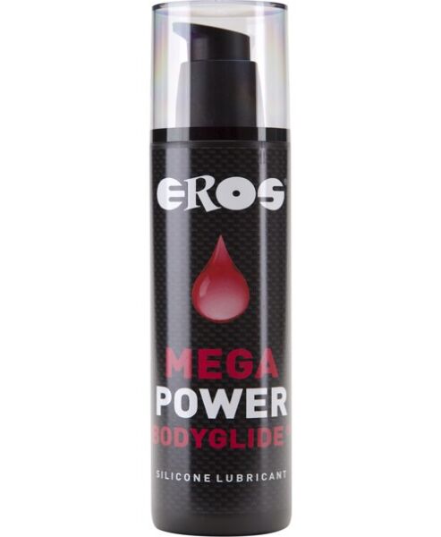Flaske med pumpe til den silikonebaserede glidecreme Eros Mega Power Bodyglide på 250 ml