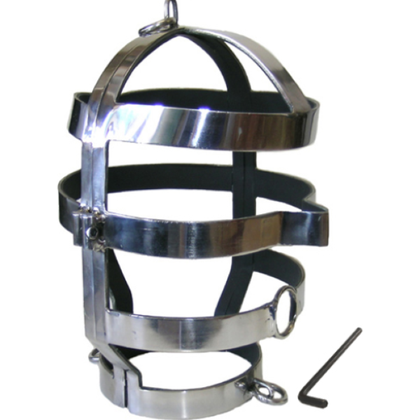 BDSM-maske Metal Hard Mask with Steel Necklace med halsbånd