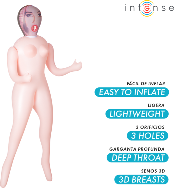 Oppustelig sexdukke Intense Dolls Monique med tre åbninger og 3D-bryster