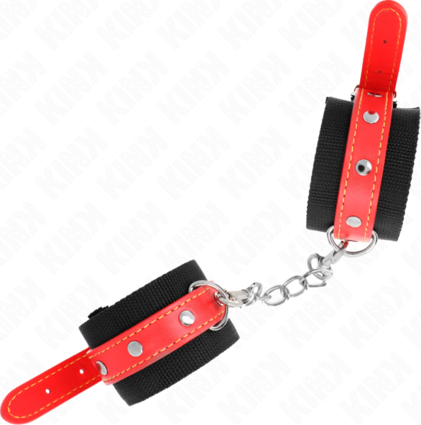 Kink Wrist Restraint håndjern i nylon med rød rem