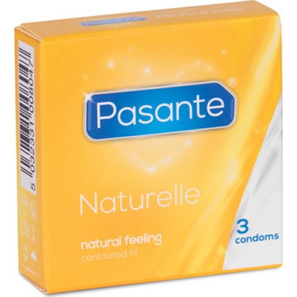 Æske med Pasante Naturelle kondomer, 3 stk.