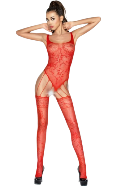 Bodystocking i net Passion BS034 med broderi