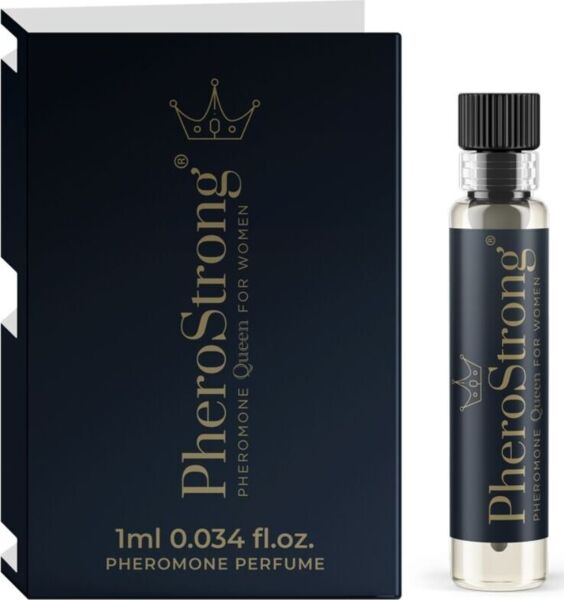 Flaske på 1 ml med PheroStrong Queen feromonparfume til kvinder