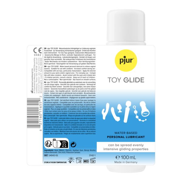 Flaske med pjur Toy Glide vandbaseret glidecreme, 100 ml