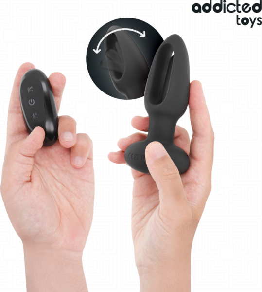Buttplug Addicted Toys med vibrerende tunge og trådløs fjernbetjening