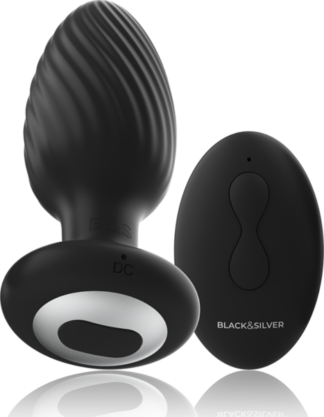 Vibrerende buttplug Black&Silver Wells med fjernbetjening