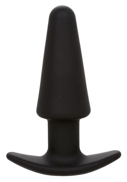 Vibrerende buttplug CalExotics Rock Bottom Tapered Probe i sort silikone med konisk form