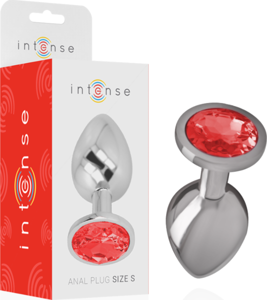 Buttplug Intense med rund juvel, i metal med en funklende sten