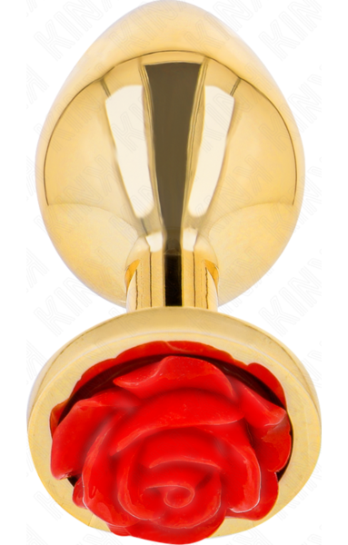 Buttplug Kink Rosa Roja i rustfrit stål med den røde rose på basen