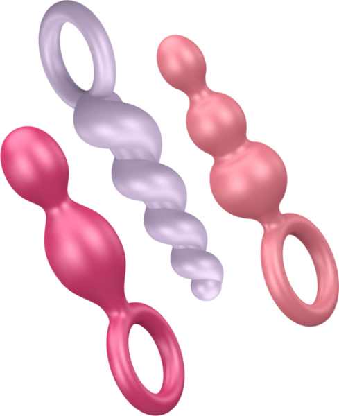 Sæt med tre buttplugs Satisfyer Booty Call: spiral, kegle og tre kugler