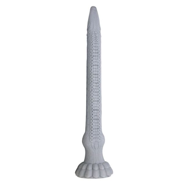 Fantasydildo Power Monsters Basilisk i stengrå silikone med relieffer og sugekop i bunden