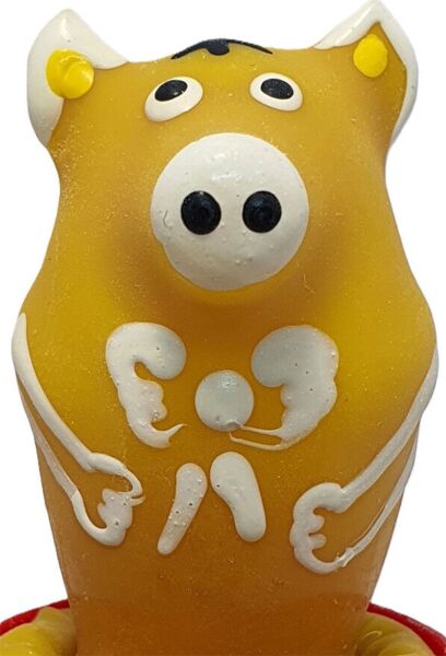 Dekorativt kondom Condomerie Pig Sitting Yellow formet som en siddende gul gris