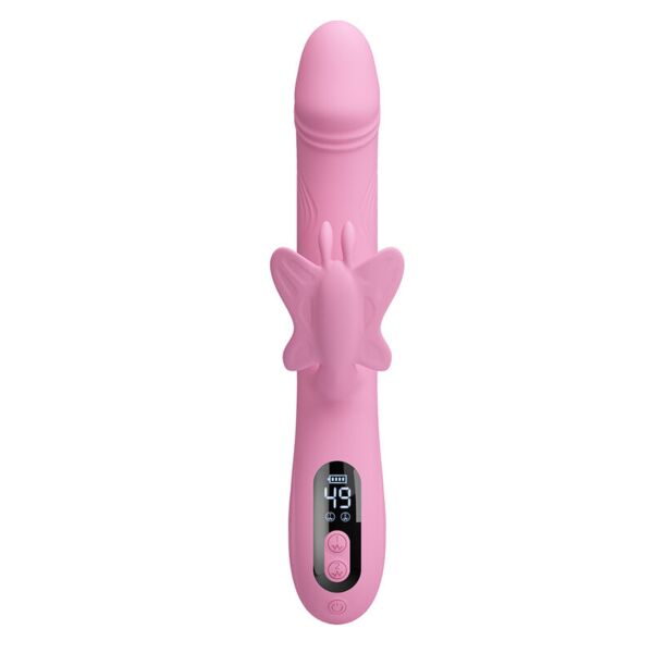 Rabbit vibrator Intense Bella i farven pink med ekstern stimulator formet som en sommerfugl