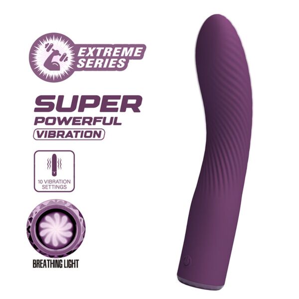 Kissell vibrator i lilla, aflang og let buet