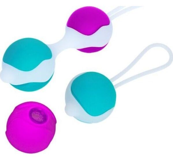 Sæt med bækkenbundskugler i silikone fra Pretty Love Flirtation Orgasmic Ball Deluxe, med udskiftelige kugler