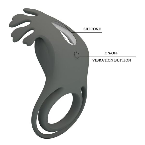 Penisring Pretty Love Master Ring i sort med stimulator foroven med fleksible knopper
