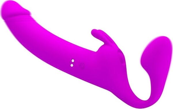 Strap-on uden sele Pretty Love BI-040171 af silikone med to vibrerende hoveder