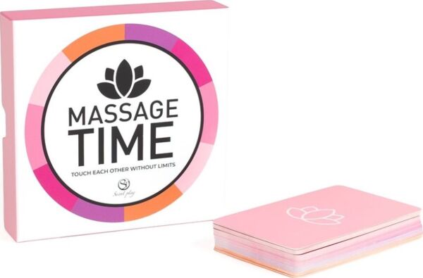 Æske til massagespillet til par Secret Play Massage Time, med kort og terning