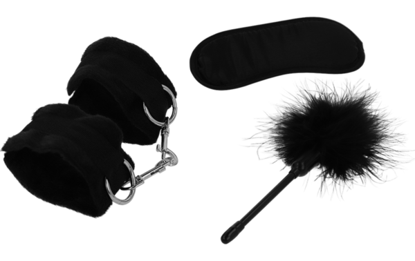 Bondagesæt Intense Fetish med håndjern, blindfold og fjer