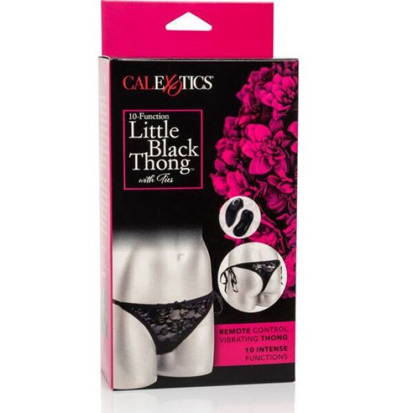 CalExotics 10 Function Thong vibrerende g-streng i sorte blonder med udtagelig kuglevibrator
