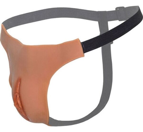 G-streng i silikone Hidden Desire Open Vagina String i lys hudtone med åben vagina og justerbare stropper