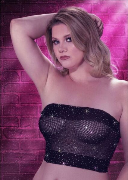 Sort Radiance Plus Size bandeautop fra CalExotics, med rhinsten
