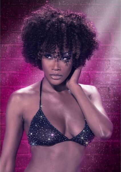 CalExotics Radiance Triangle bikinitop med trekantede skåle og rhinsten