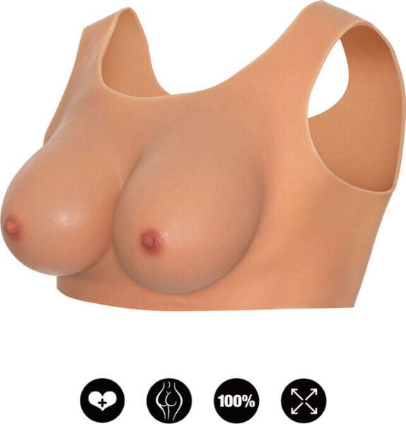 Top med silikonebryster, Wearable Breasts Top D Cup fra Hidden Desire, i lys hudtone