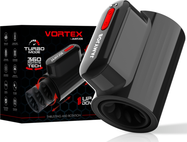 Automatisk masturbator Jamyjob Vortex, sort med detaljer i mørkerødt